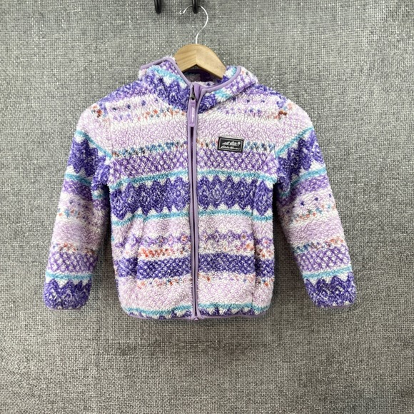 EDDIE BAUER Quest Fleece Plush Sherpa Hooded Jacket Girls Size XS (5/6) Multi‎ - Picture 14 of 14